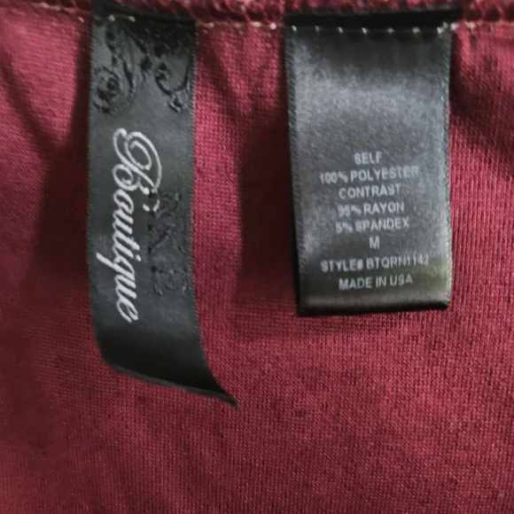 Maroon Velvet Top with Lace Embellishment - Picture 3 of 4